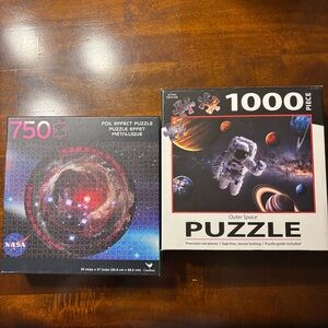 NASA Foil Effect Puzzle and Outer Space Puzzle Set